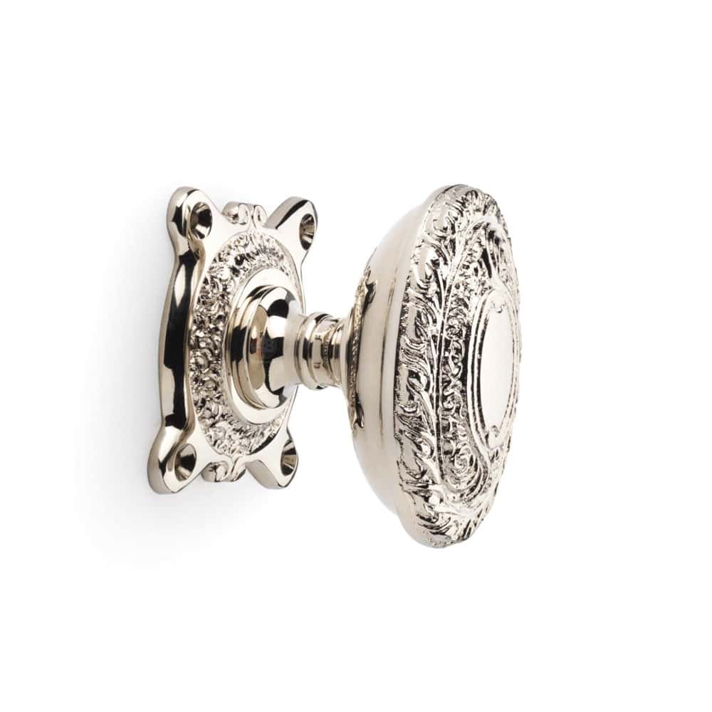 Polished Nickel Ornate Floral Door Knobs