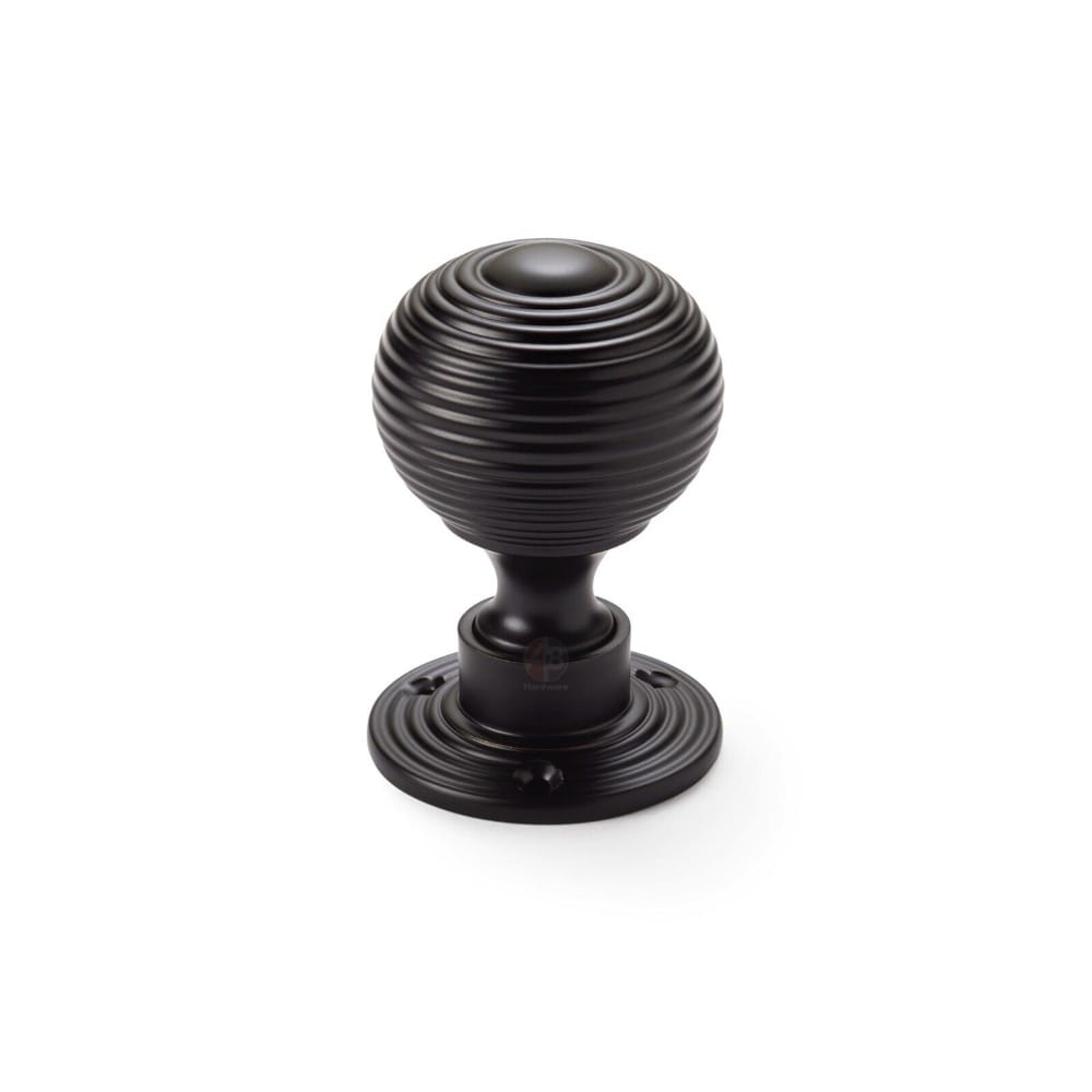 Powder Coated Black Hollow Beehive Door Knobs