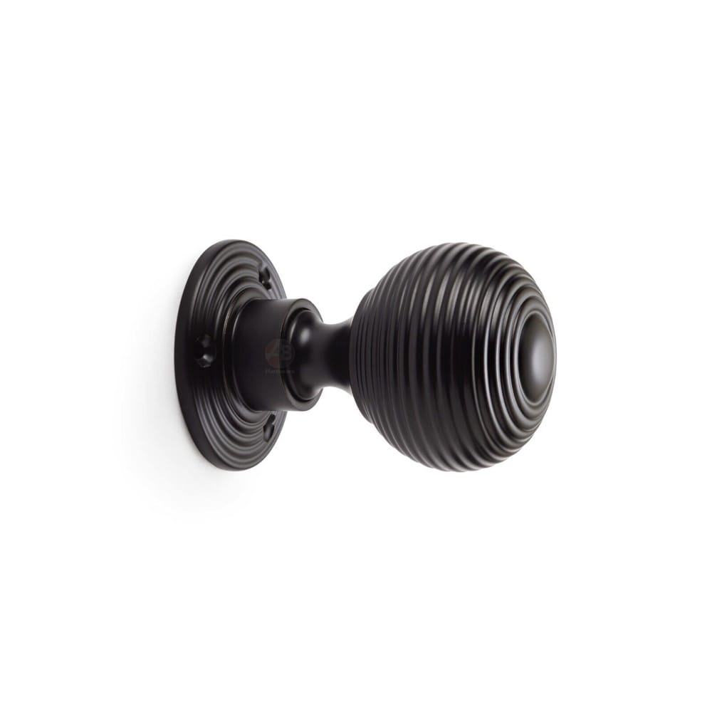 Powder Coated Black Hollow Beehive Door Knobs