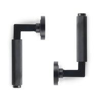 Thumbnail for Powder Coated Black Reeded Lever On Round Rose Pair