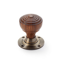 Thumbnail for 10 Pairs Of Rosewood & Antique Brass Ringed Door Knobs