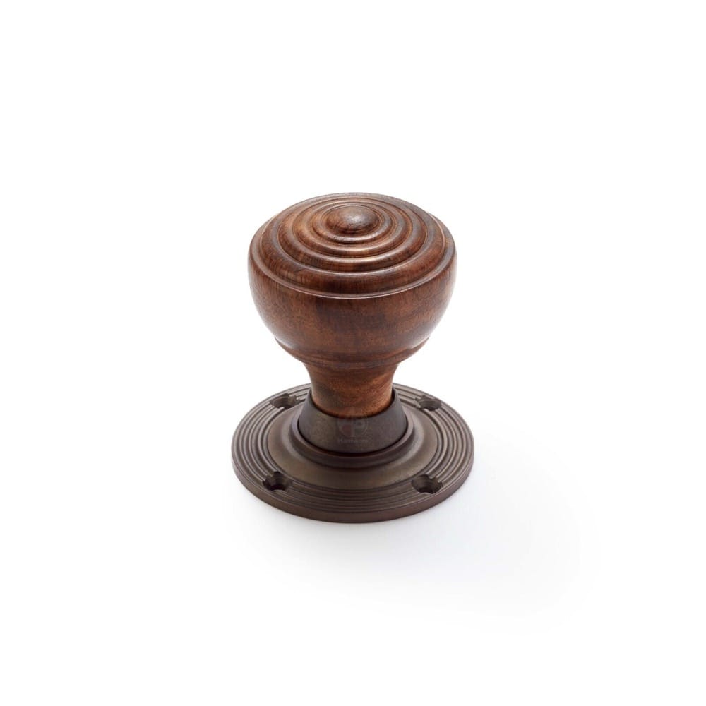 Rosewood & Matt Antique Ringed Door Knobs