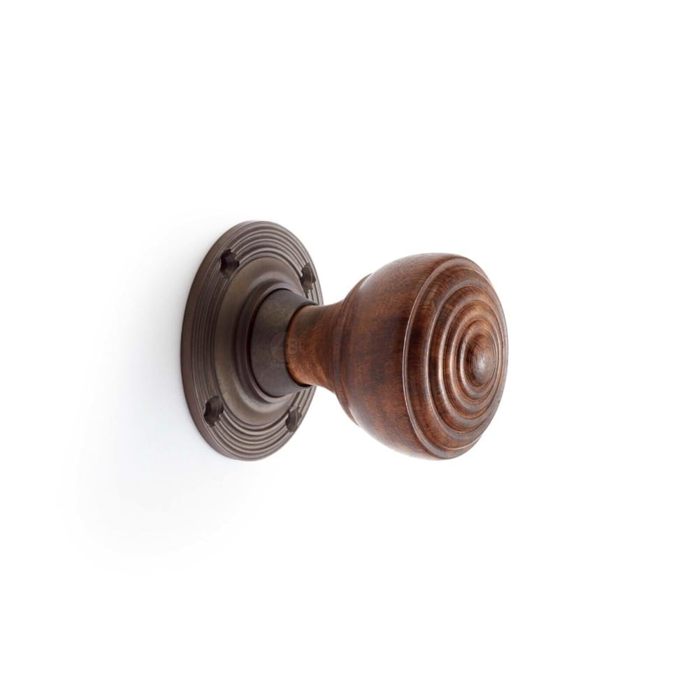 Rosewood & Matt Antique Ringed Door Knobs