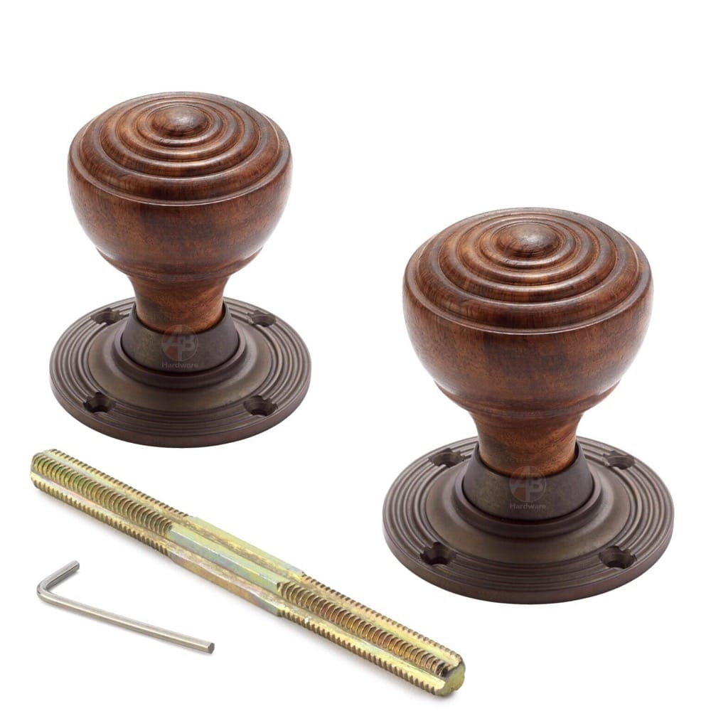 Rosewood & Matt Antique Ringed Door Knobs