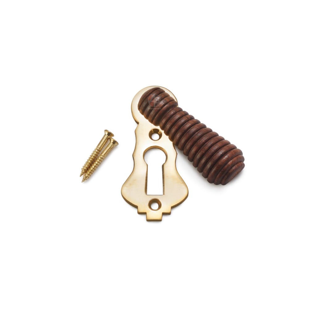 Rosewood Polished Brass Beehive Escutcheon