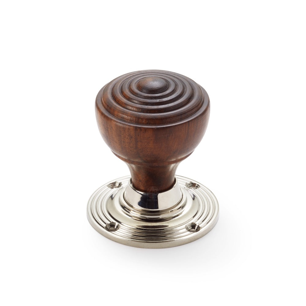 Rosewood & Polished Nickel Ringed Door Knobs