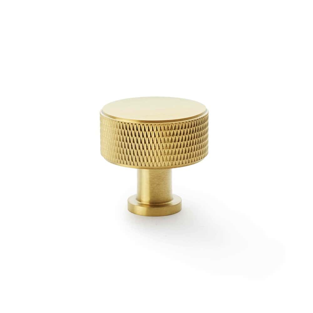 Large Satin Brass Knurled Cupboard Knob