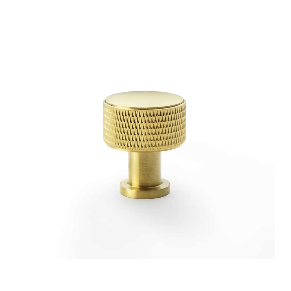 Small Satin Brass Knurled Cupboard Knob