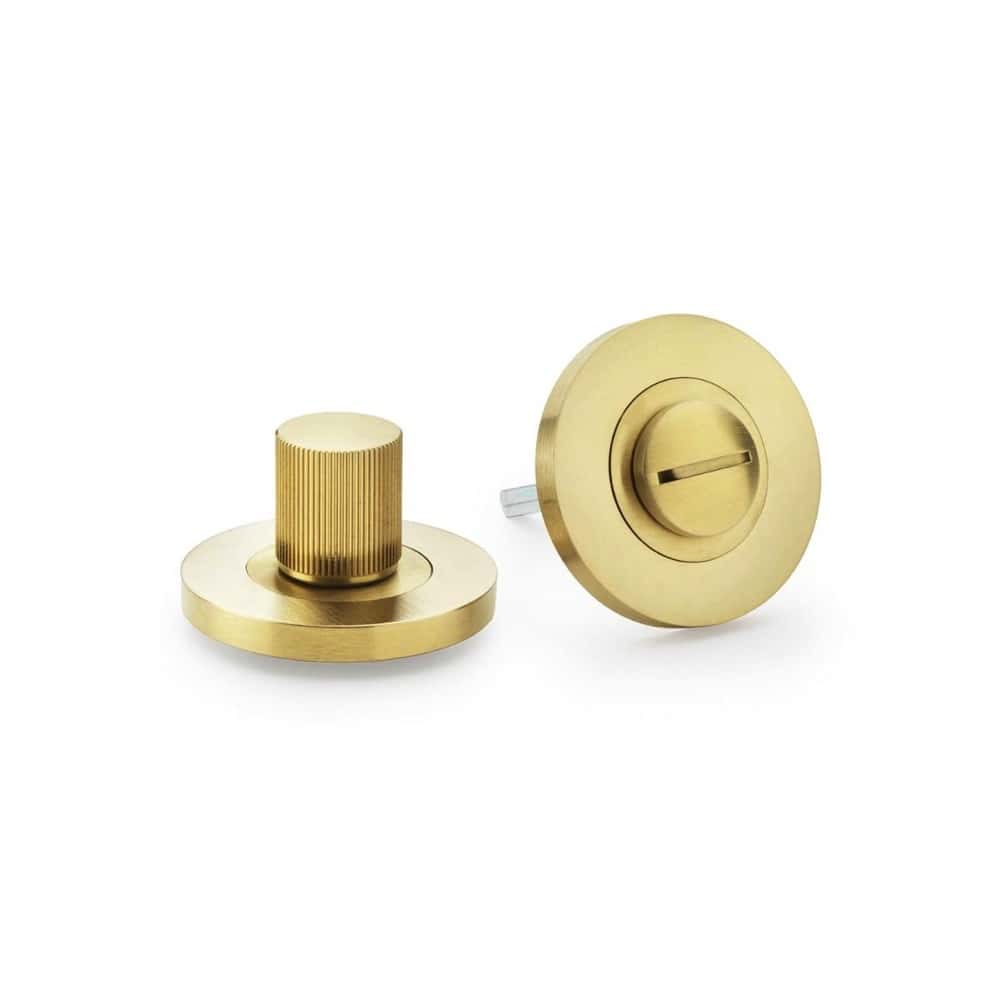 Satin Brass Reeded Thumb Turn