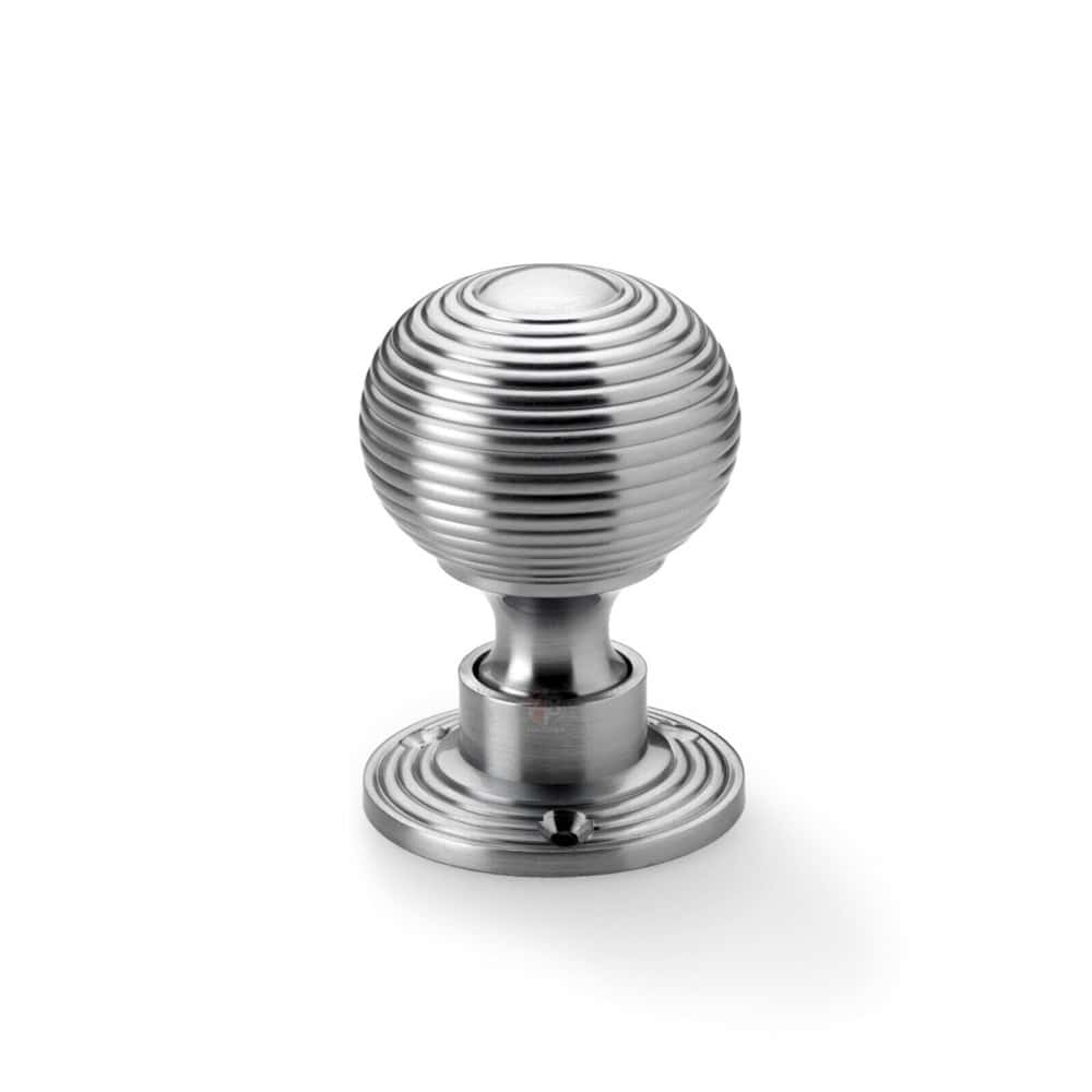 Satin Chrome Hollow Beehive Door Knobs