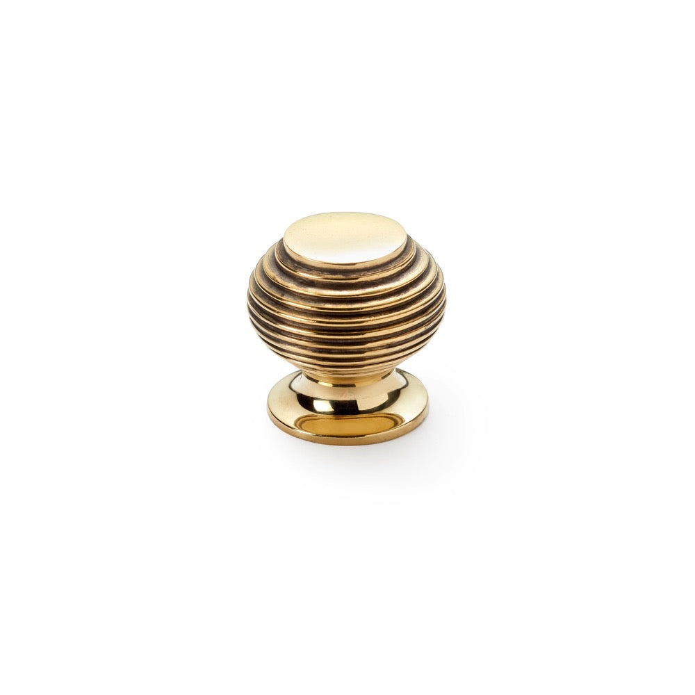 Small Aged Brass Beehive Cupboard Knob