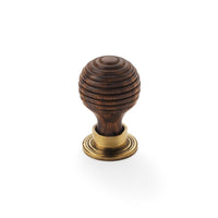 Thumbnail for small rosewood aged brass beehive cupboard door knob