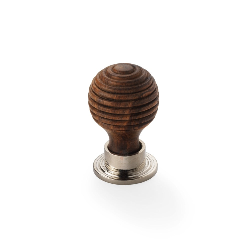 Pack of 8 Small Rosewood Polished Nickel Beehive Cupboard Knobs