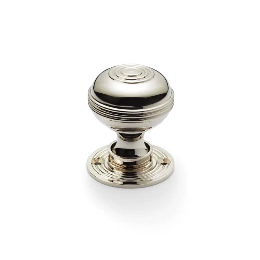 Small Victorian Gothic Rim Lock Polished Nickel Bloxwich Door Knobs