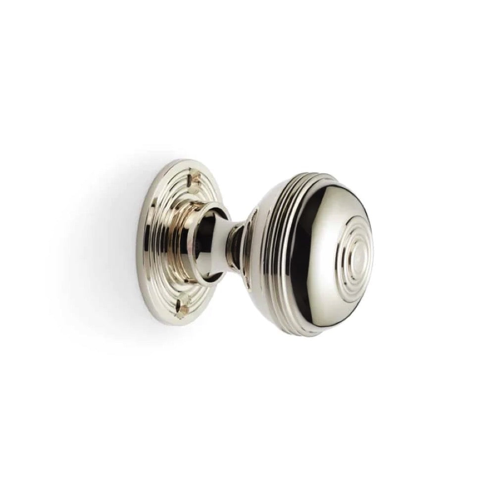 Small Victorian Gothic Rim Lock Polished Nickel Bloxwich Door Knobs