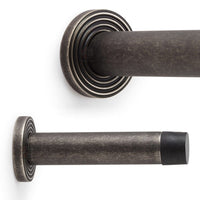 Thumbnail for Solid Brass Cylinder Door Stop On Reeded Backplate - Pewter