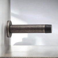 Thumbnail for Solid Brass Cylinder Door Stop On Reeded Backplate - Pewter