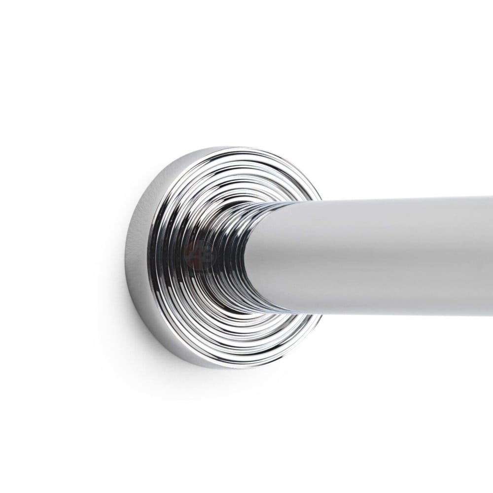 Solid Brass Cylinder Door Stop On Reeded Backplate - Polished Chrome