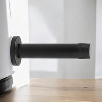 Thumbnail for Solid Brass Cylinder Door Stop On Reeded Backplate - Powder Coated Black