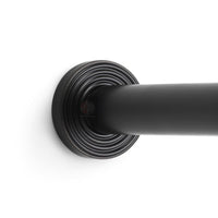 Thumbnail for Solid Brass Cylinder Door Stop On Reeded Backplate - Powder Coated Black