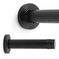 Thumbnail for Solid Brass Cylinder Door Stop On Reeded Backplate - Powder Coated Black