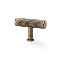 Thumbnail for Solid Brass Knurled T Bar Pull Handle - Antique Brass