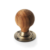 Thumbnail for Large Victorian Gothic Rim Lock Teak Antique Brass Beehive Door Knobs