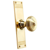 Thumbnail for Polished Brass Beehive Door Knobs On Backplate