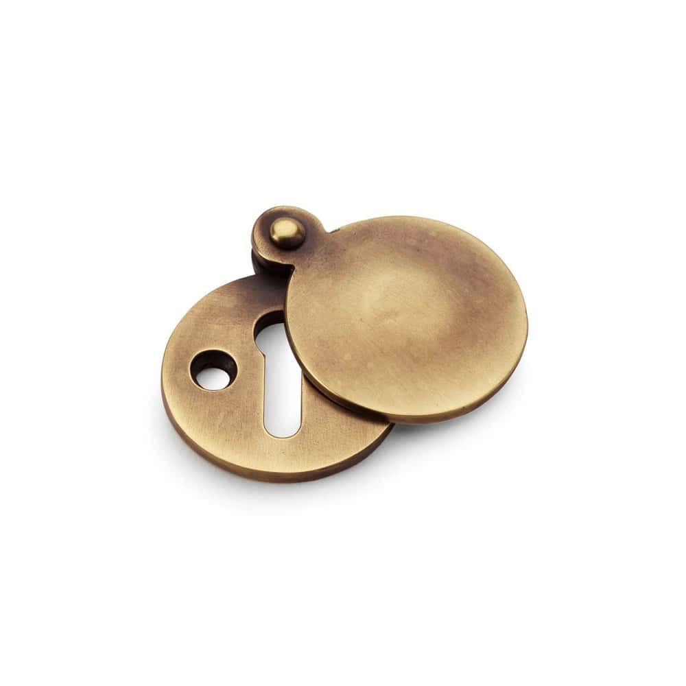 Solid Brass Round Escutcheon With Cover - Antique Brass