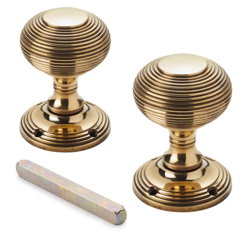 Aged Brass Beehive Mortice Door Knobs