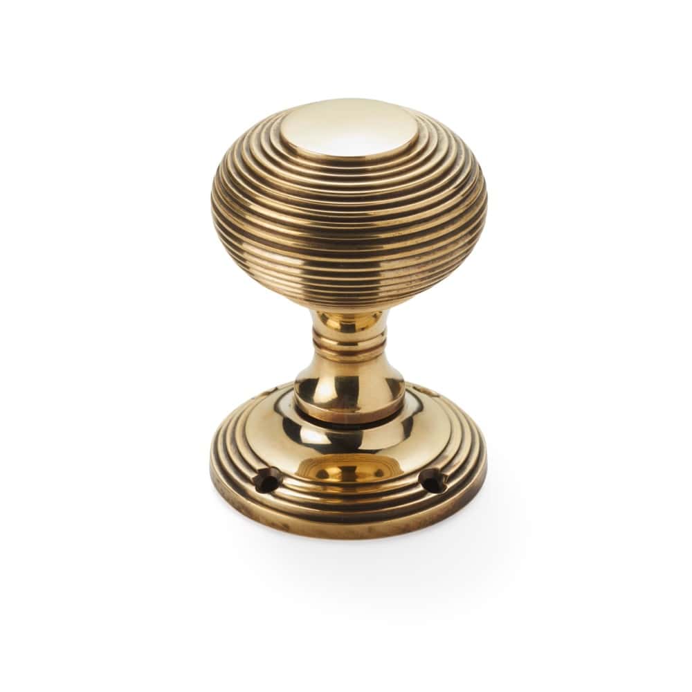 Aged Brass Beehive Mortice Door Knobs