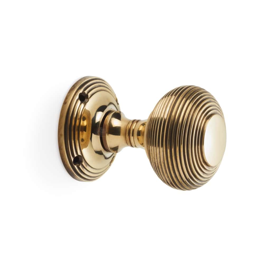 Aged Brass Beehive Mortice Door Knobs