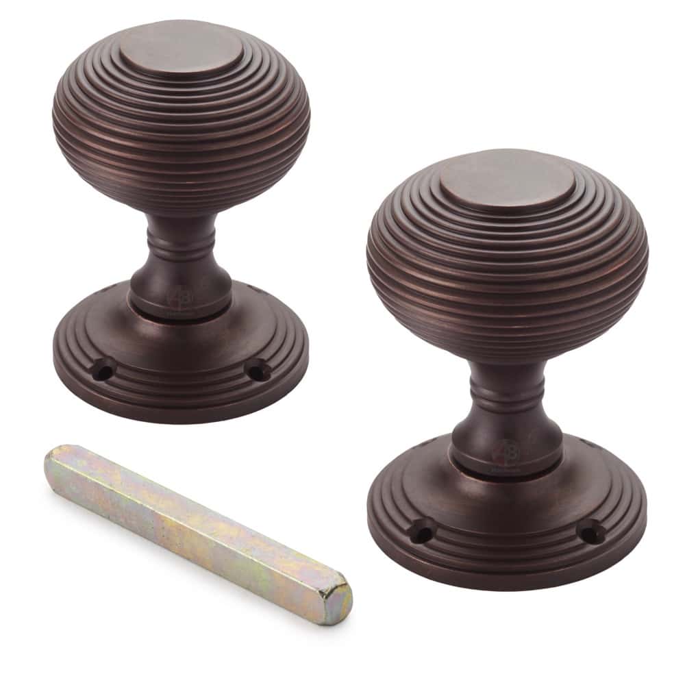 Aged Bronze Beehive Mortice Door Knobs