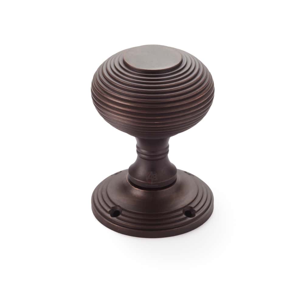 Aged Bronze Beehive Mortice Door Knobs