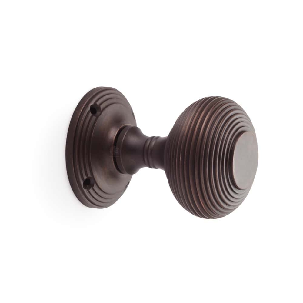 Aged Bronze Beehive Mortice Door Knobs