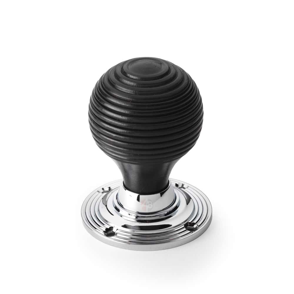 Ebonised & Polished Chrome Beehive Door Knobs