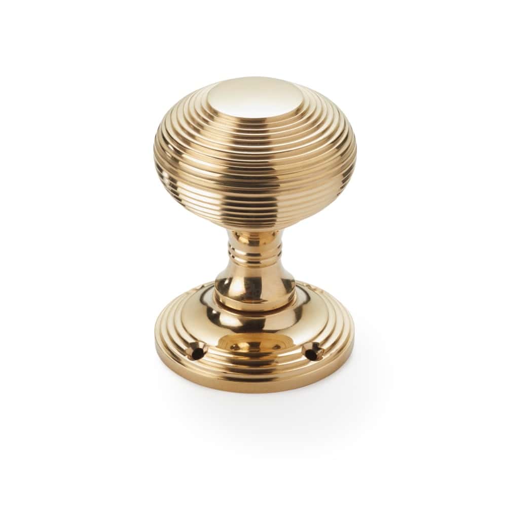 Polished Brass Beehive Mortice Door Knobs