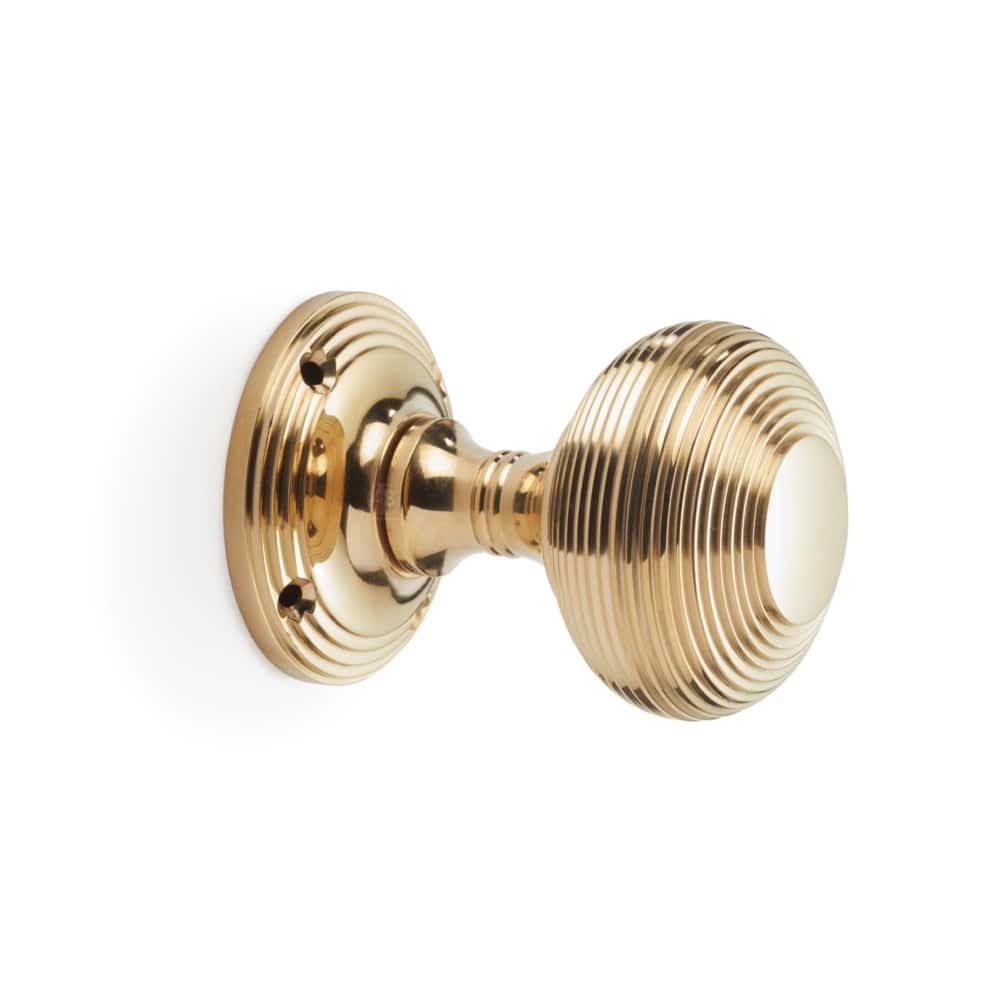 Polished Brass Beehive Mortice Door Knobs