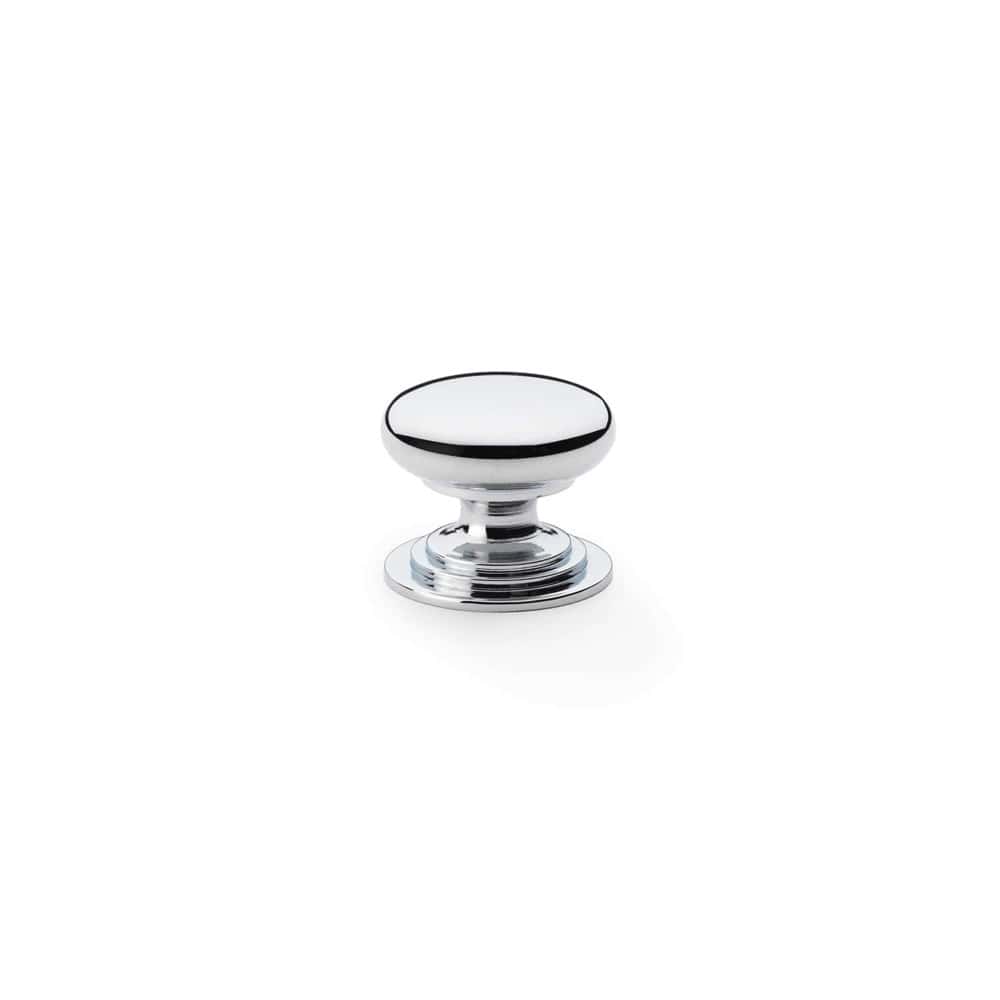 Polished Chrome Cupboard Knob On Rose