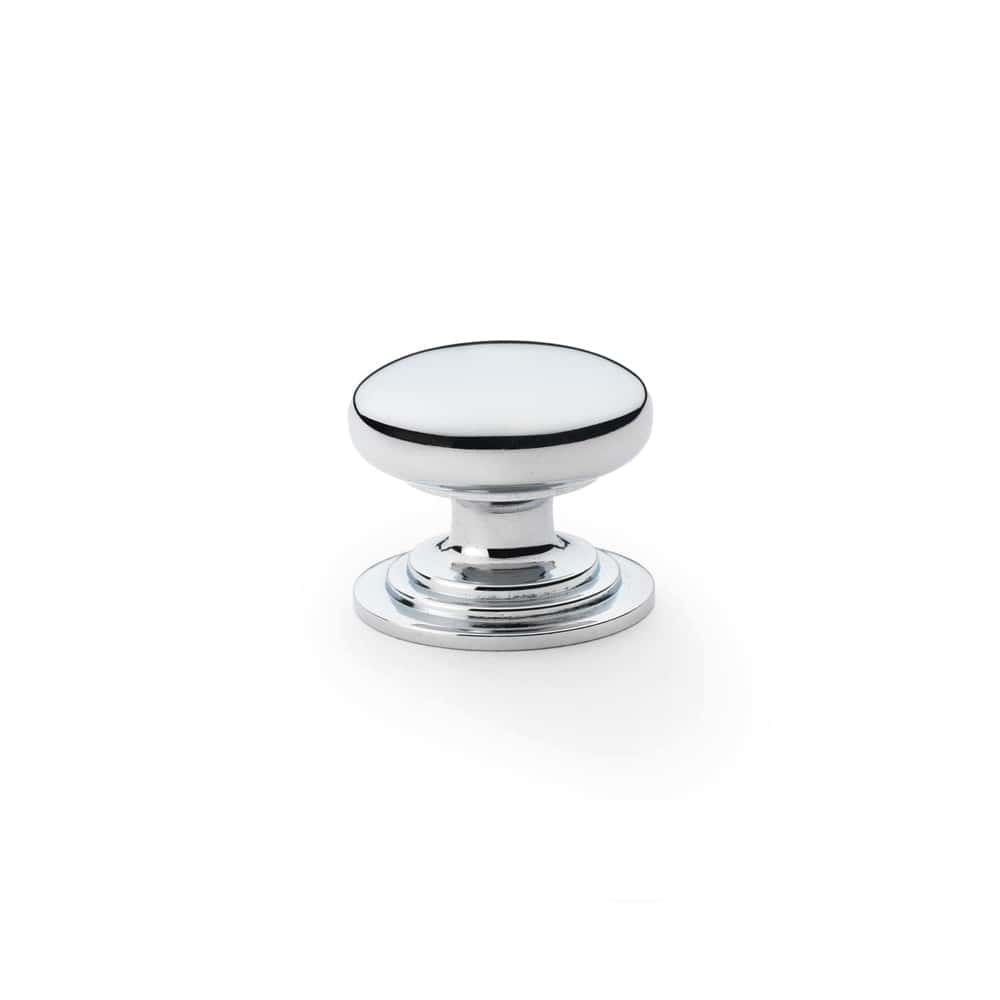 Polished Chrome Cupboard Knob On Rose