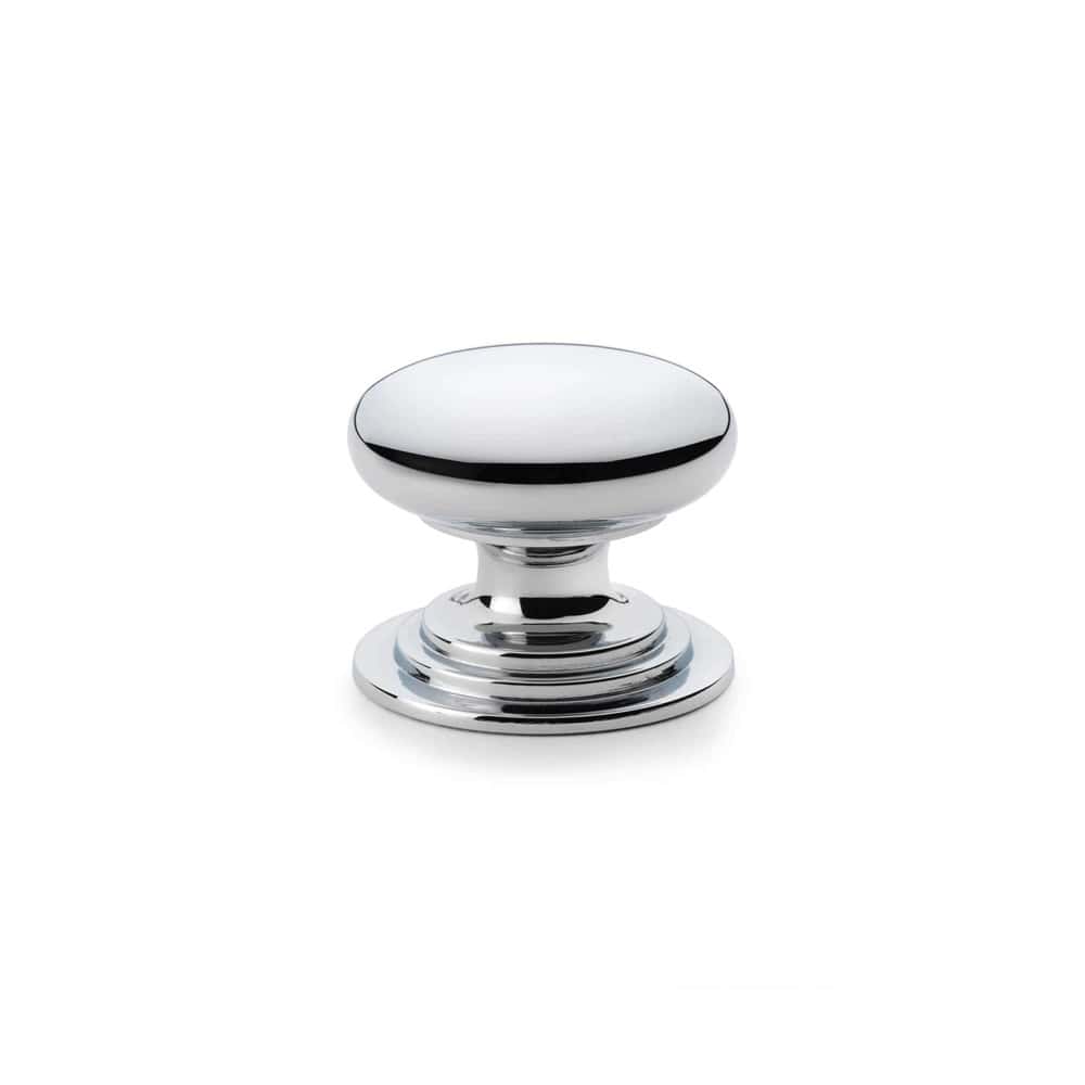 Polished Chrome Cupboard Knob On Rose