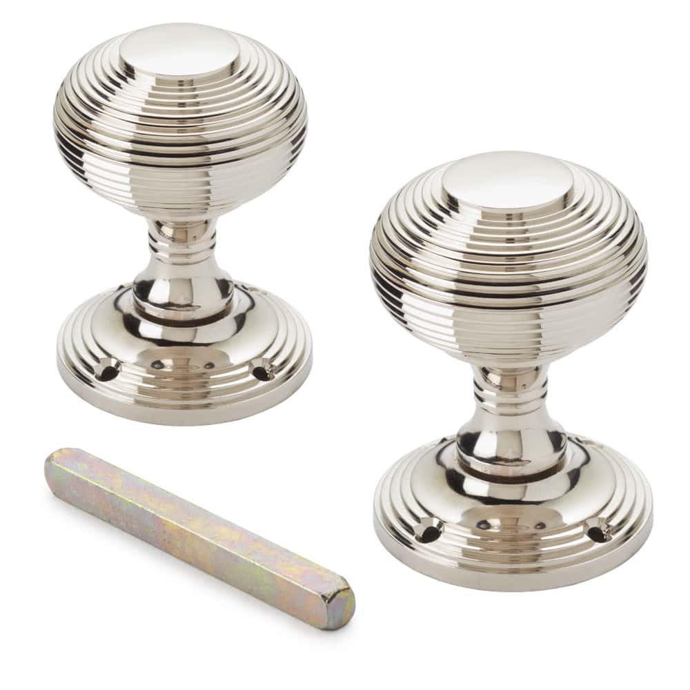 Polished Nickel Beehive Mortice Door Knobs