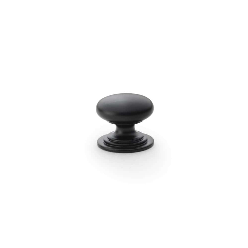 Powder Coated Black Cupboard Knob On Rose