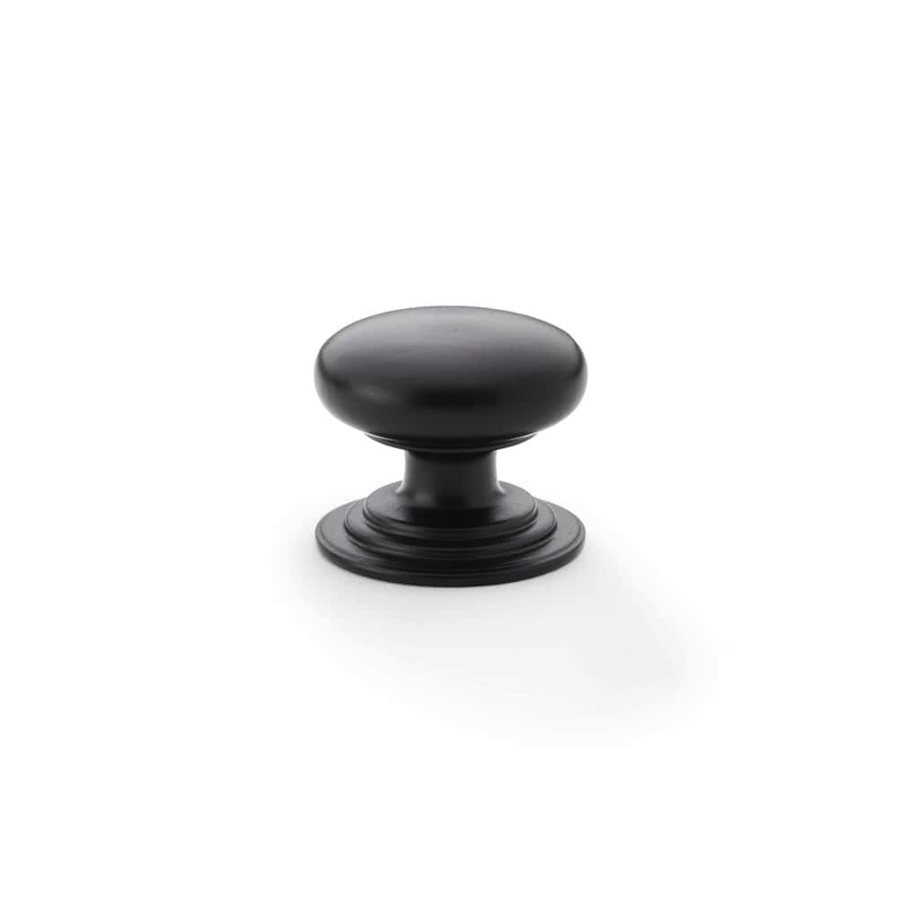 Powder Coated Black Cupboard Knob On Rose