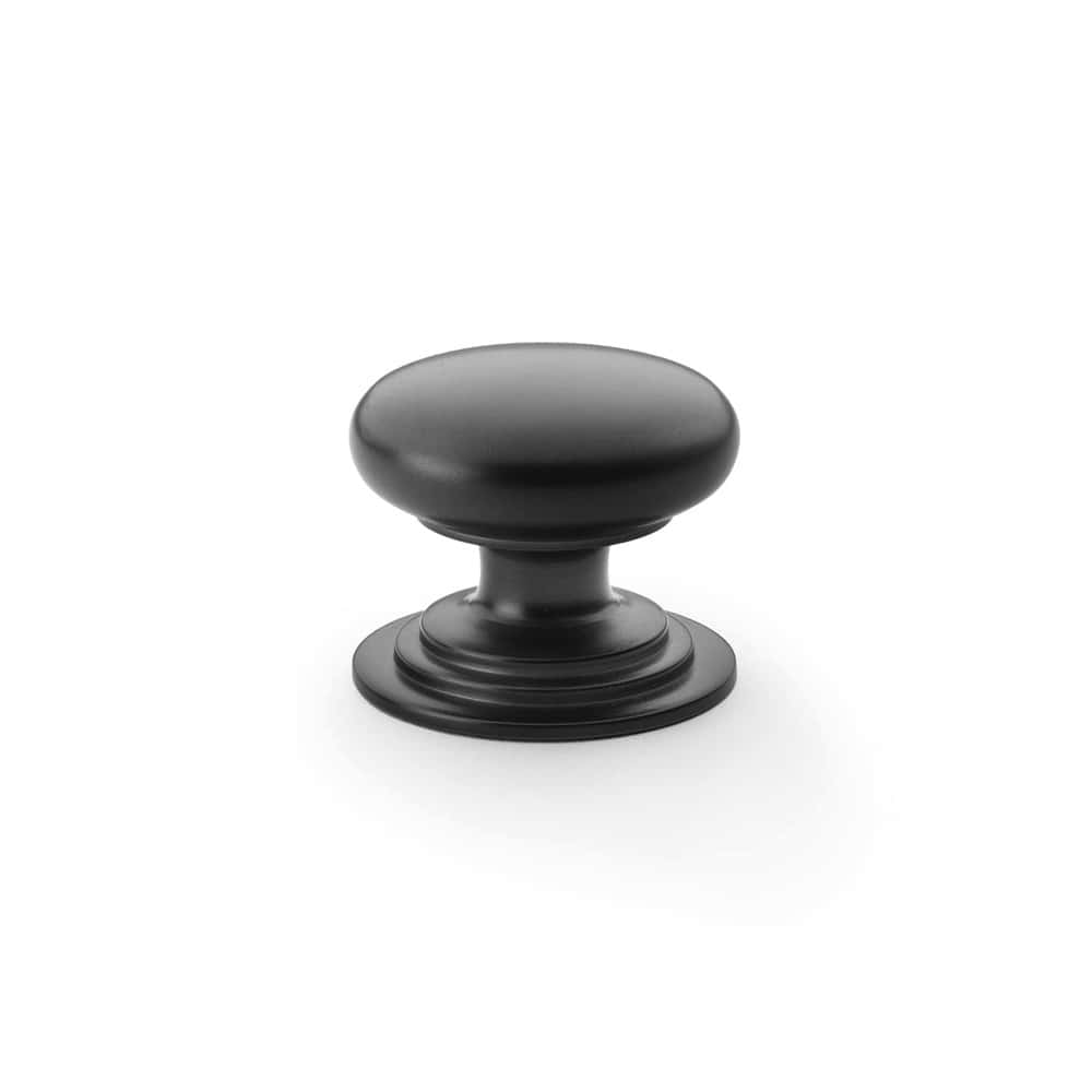 Powder Coated Black Cupboard Knob On Rose