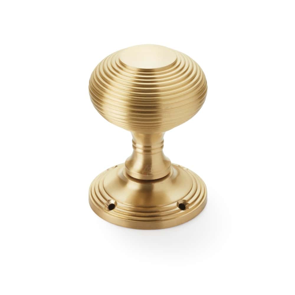 Satin Brass Beehive Mortice Door Knobs