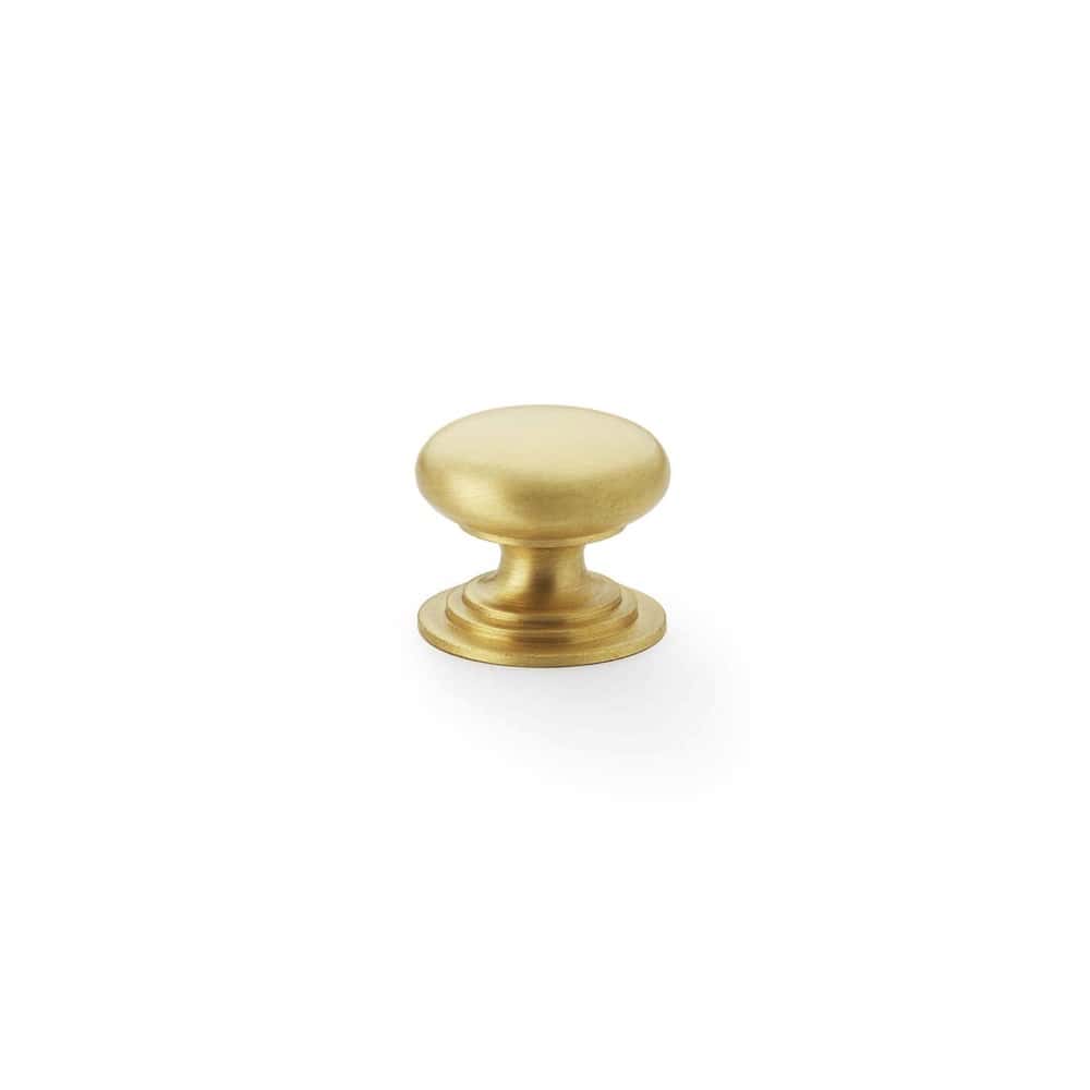 Satin Brass Cupboard Knob On Rose