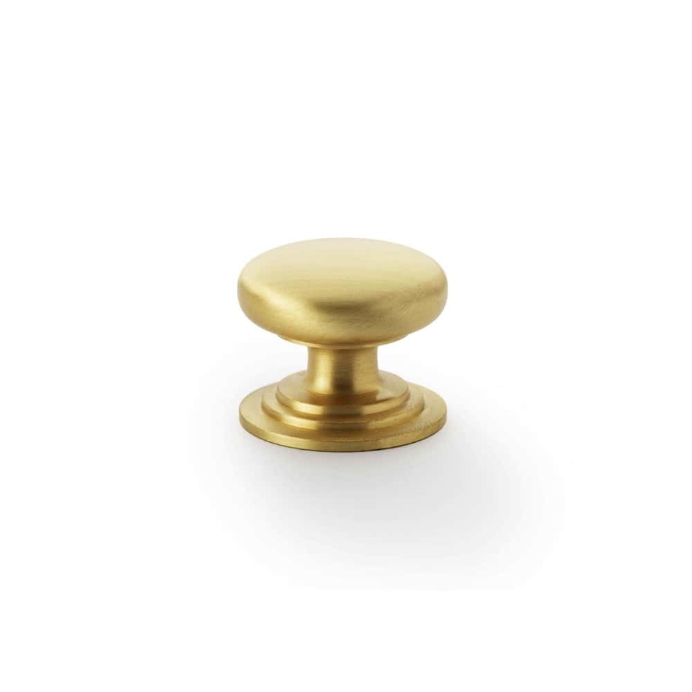 Satin Brass Cupboard Knob On Rose