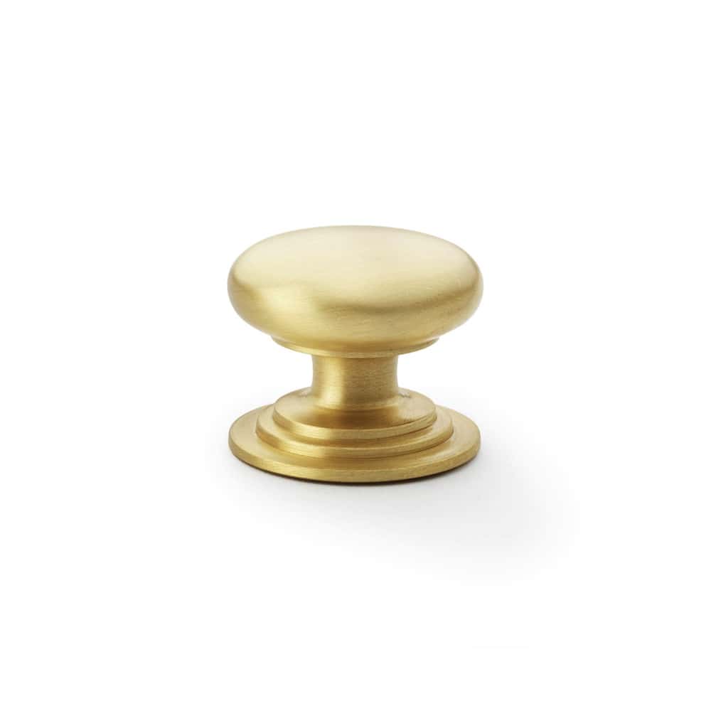 Satin Brass Cupboard Knob On Rose