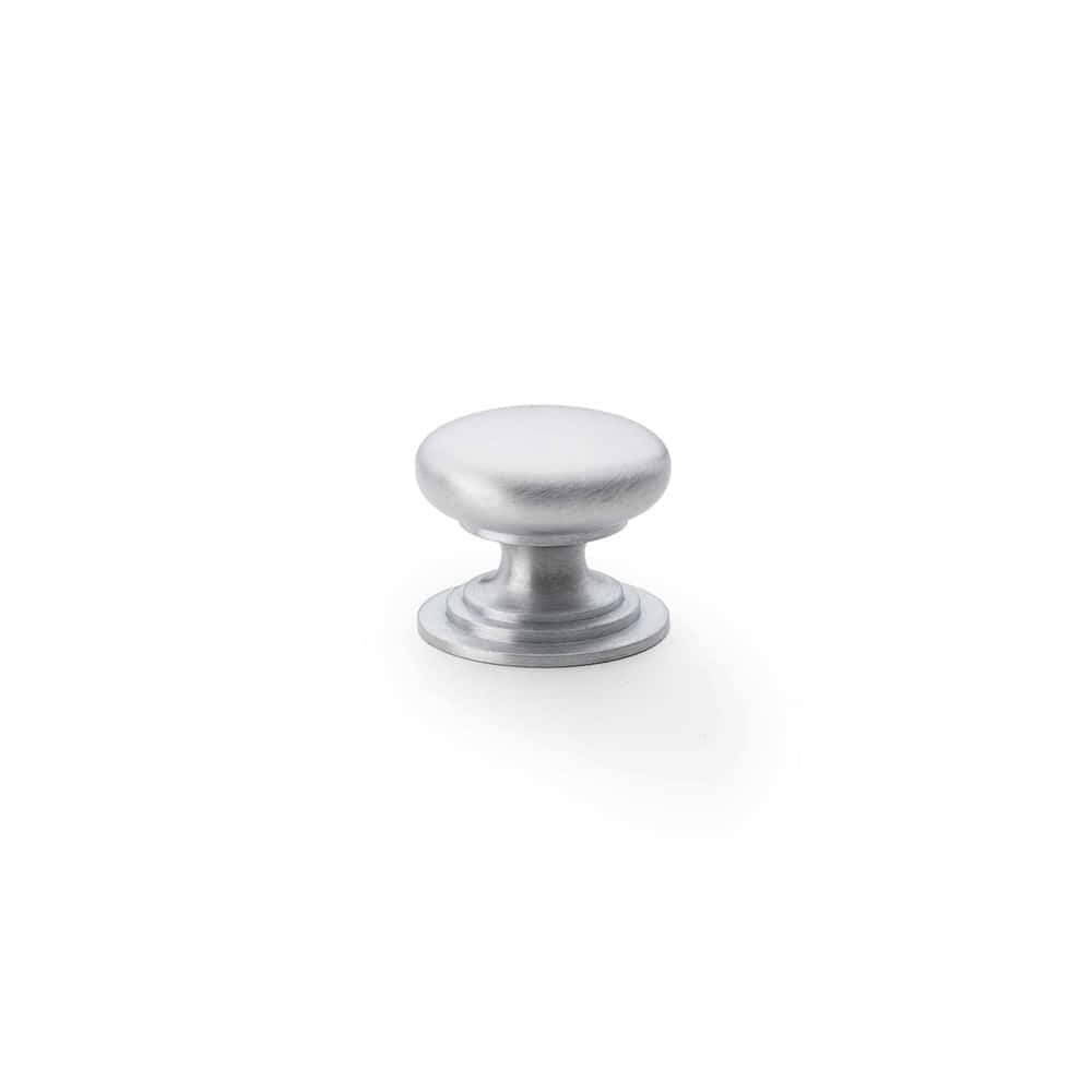 Satin Chrome Cupboard Knob On Rose